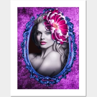 Vivid Fucsia Gorgeous girl Floral Artwork Posters and Art